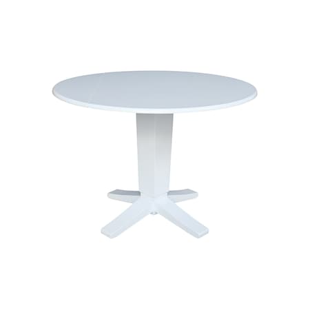 International Concepts 42 in. Solid Wood Round Dual Drop Leaf Dining Pedestal Table - 30.3 in.High in White K08-42DPT-23B